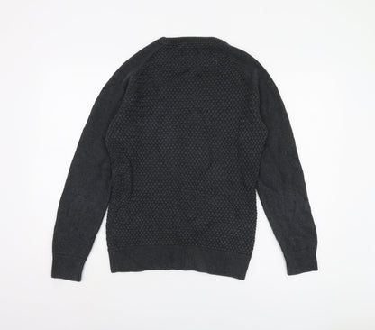 Howick Men's Black Waffle-Knit Pullover Jumper S
