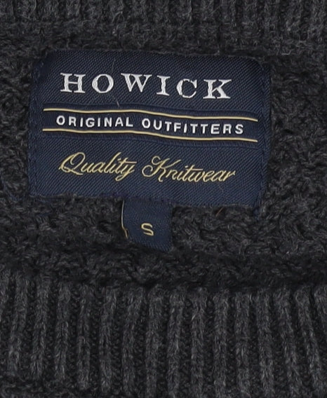 Howick Men's Black Waffle-Knit Pullover Jumper S