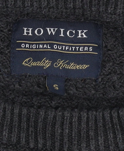Howick Men's Black Waffle-Knit Pullover Jumper S