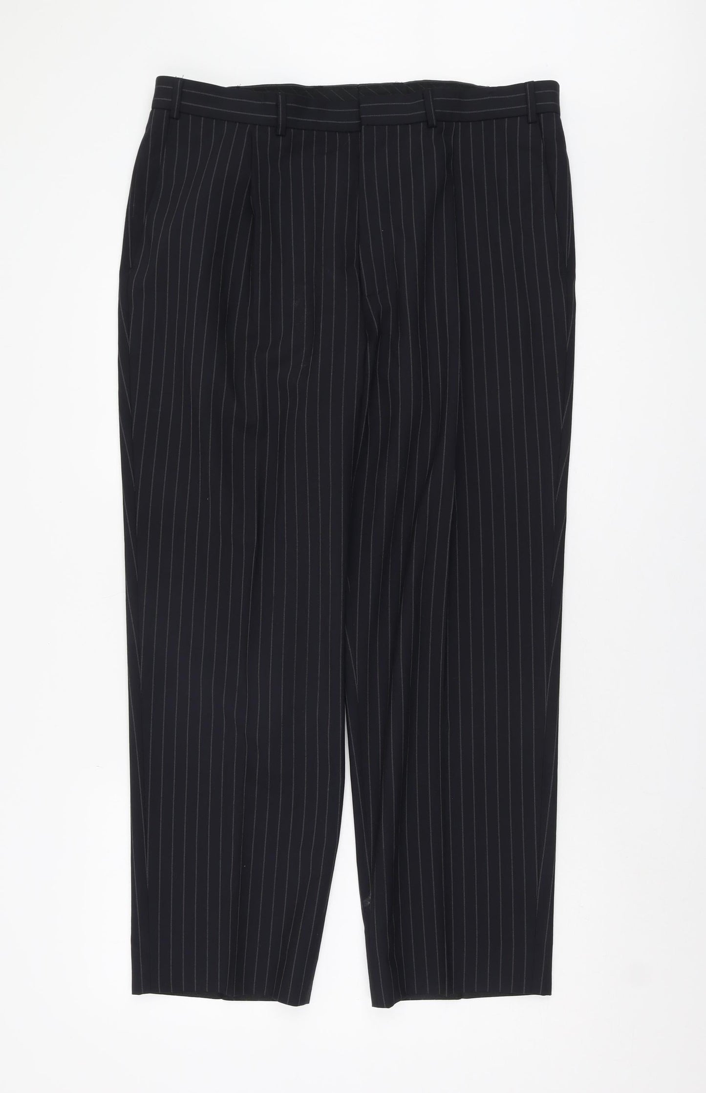 Marks and Spencer Men's Blue Striped Trousers Size 36