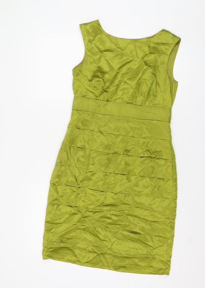Monsoon Women's Green Silk-Cotton Sheath Dress Size 10