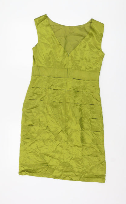 Monsoon Women's Green Silk-Cotton Sheath Dress Size 10