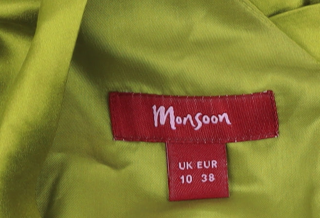 Monsoon Women's Green Silk-Cotton Sheath Dress Size 10