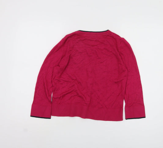 CC Women's Red Cardigan S Crew Neck Long Sleeve