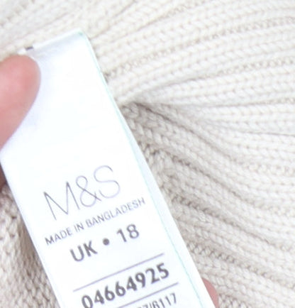 Womens UK Size 18 Marks and Spencer Beige Full Zip Jumper