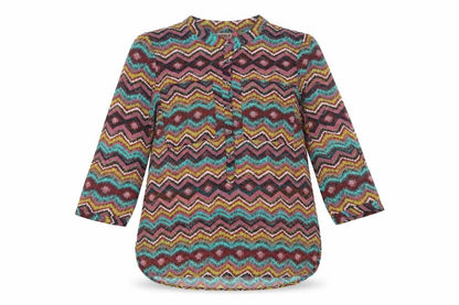 Front view of Only Women’s Multicoloured Geometric Blouse, size UK 8