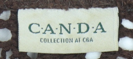 C&A Women's Brown Crochet Cardigan XL V-Neck Casual