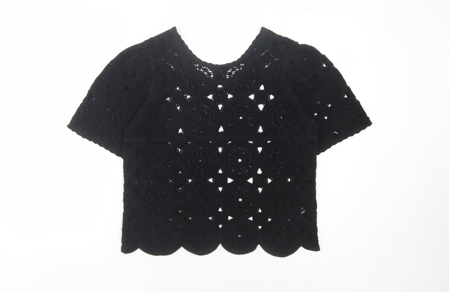 Womens UK Size S NEXT Black Crochet Jumper