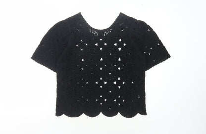 Womens UK Size S NEXT Black Crochet Jumper