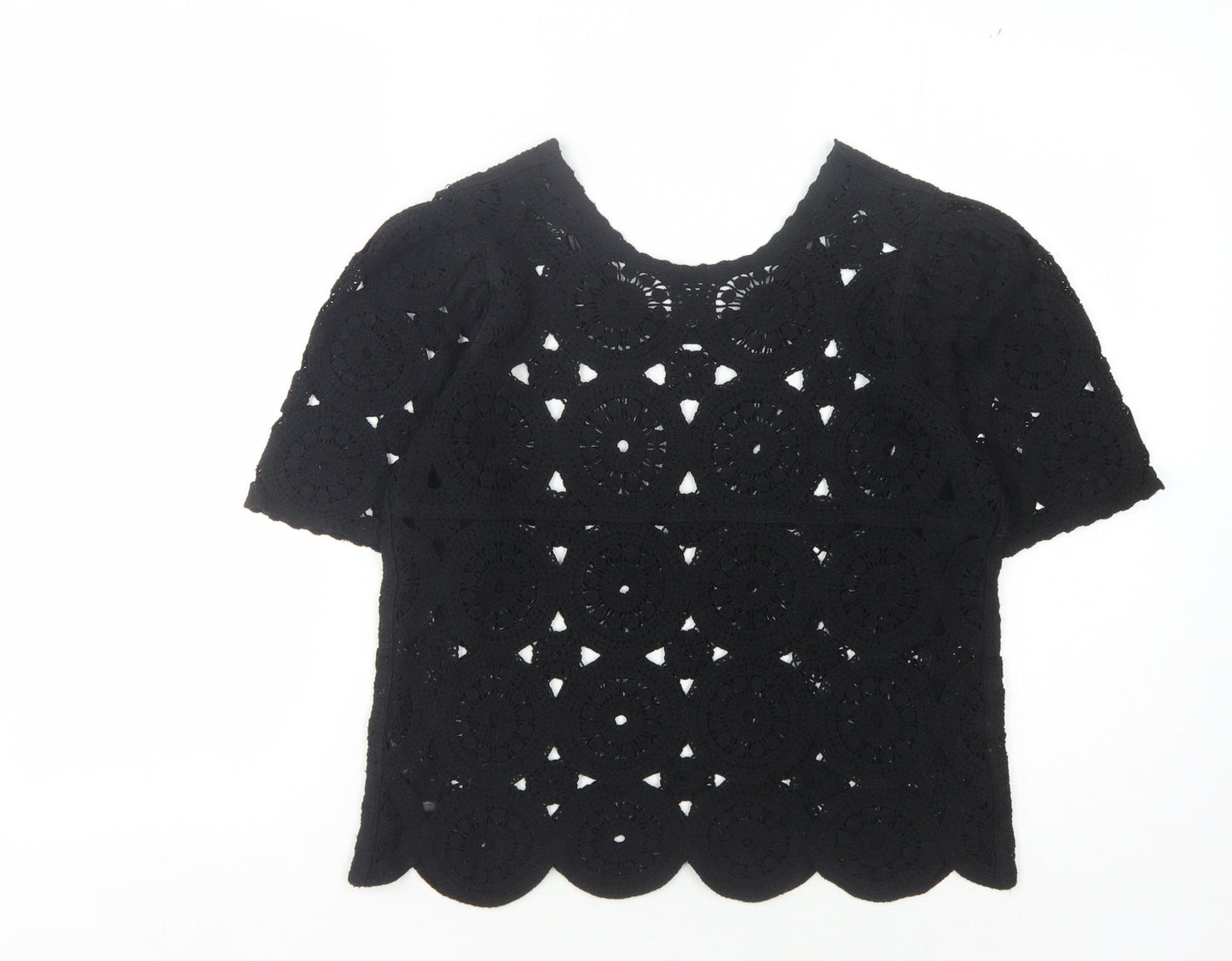 Womens UK Size S NEXT Black Crochet Jumper