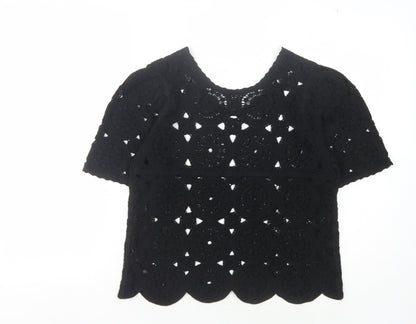 Womens UK Size S NEXT Black Crochet Jumper