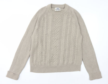 Mantaray Men's Beige Cable-Knit Pullover Jumper, M