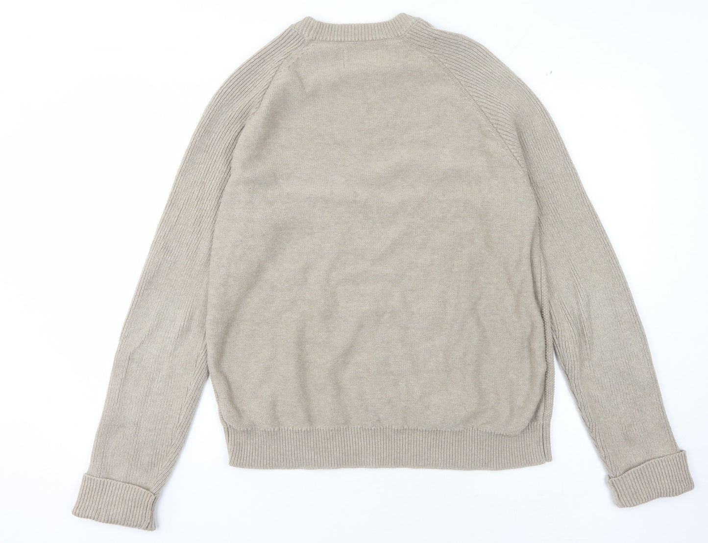 Mantaray Men's Beige Cable-Knit Pullover Jumper, M