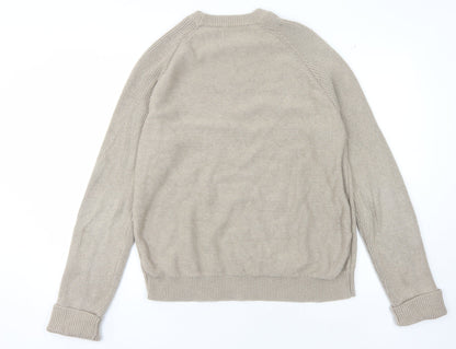 Mantaray Men's Beige Cable-Knit Pullover Jumper, M