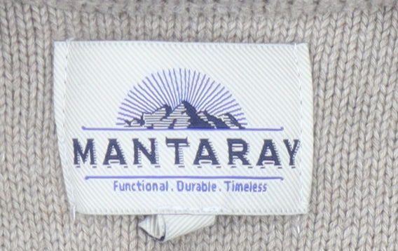 Mantaray Men's Beige Cable-Knit Pullover Jumper, M