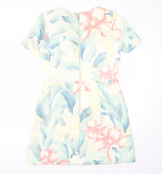 Oasis Women's Multicoloured Floral Shift Dress Size 14