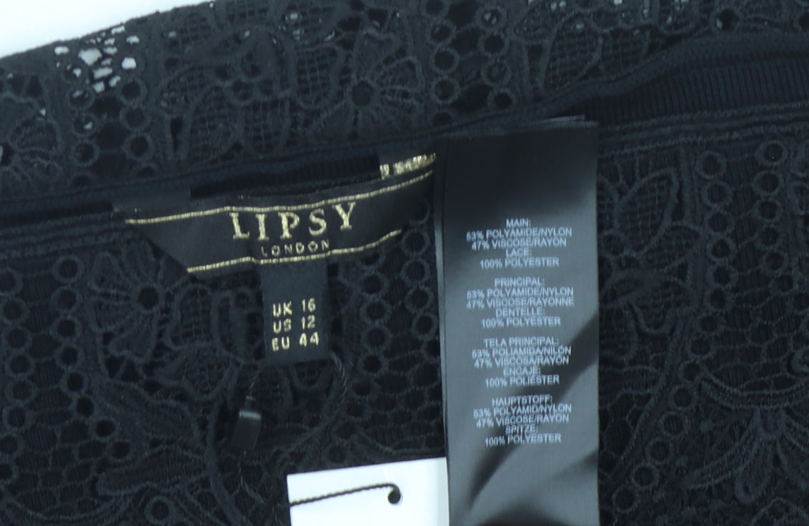 Womens UK Size 16 Lipsy Black Basic Blouse