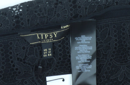 Womens UK Size 16 Lipsy Black Basic Blouse