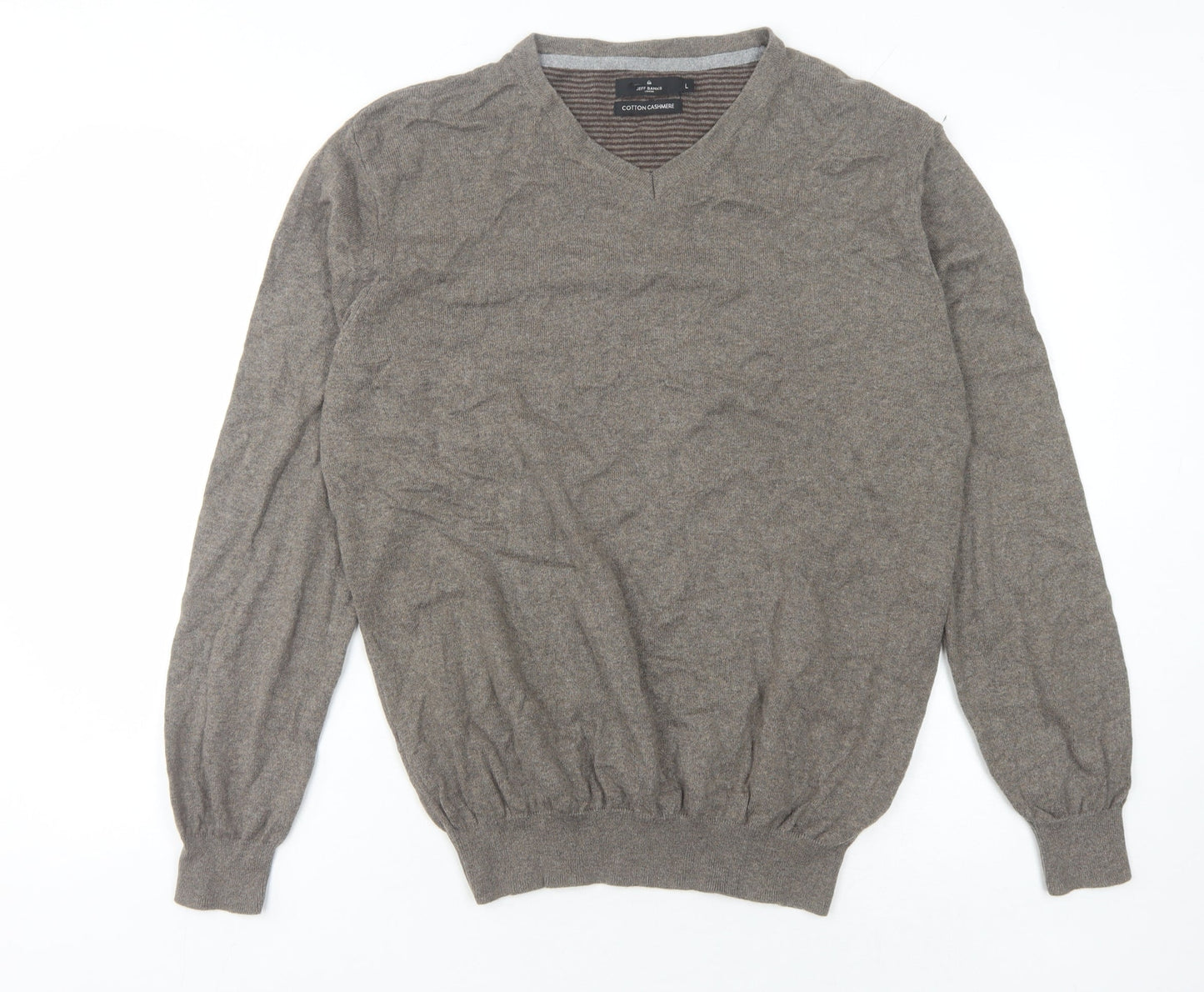 Jeff Banks Men's Brown V-Neck Knit Pullover L