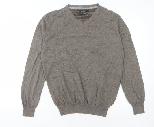 Jeff Banks Men's Brown V-Neck Knit Pullover L