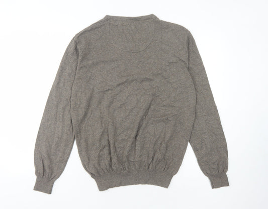 Jeff Banks Men's Brown V-Neck Knit Pullover L