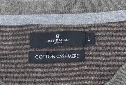 Jeff Banks Men's Brown V-Neck Knit Pullover L