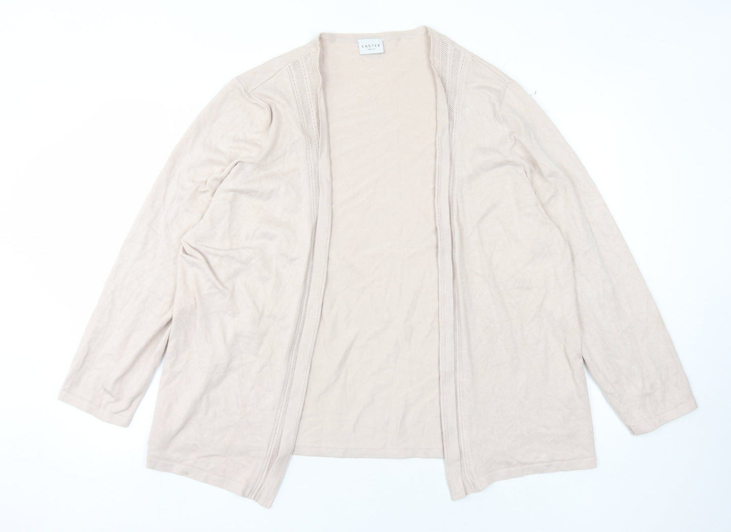 Eastex Women's Beige Open Front Cardigan Size 22, Long Sleeve