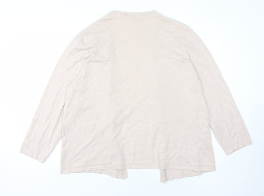 Eastex Women's Beige Open Front Cardigan Size 22, Long Sleeve