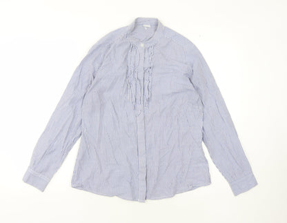 Cotton Traders Women Blue Stripe Button-Up Shirt Size 12