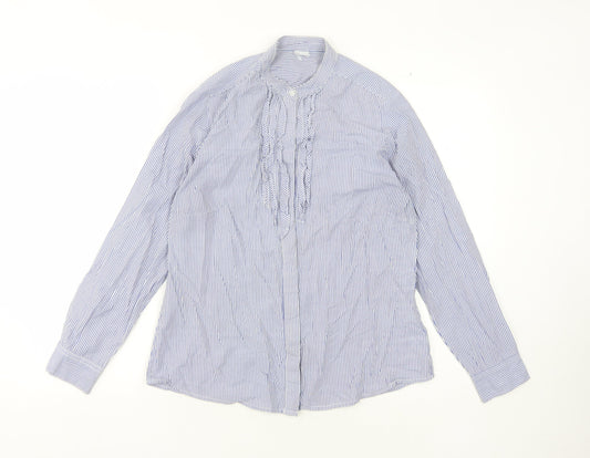 Cotton Traders Women Blue Stripe Button-Up Shirt Size 12