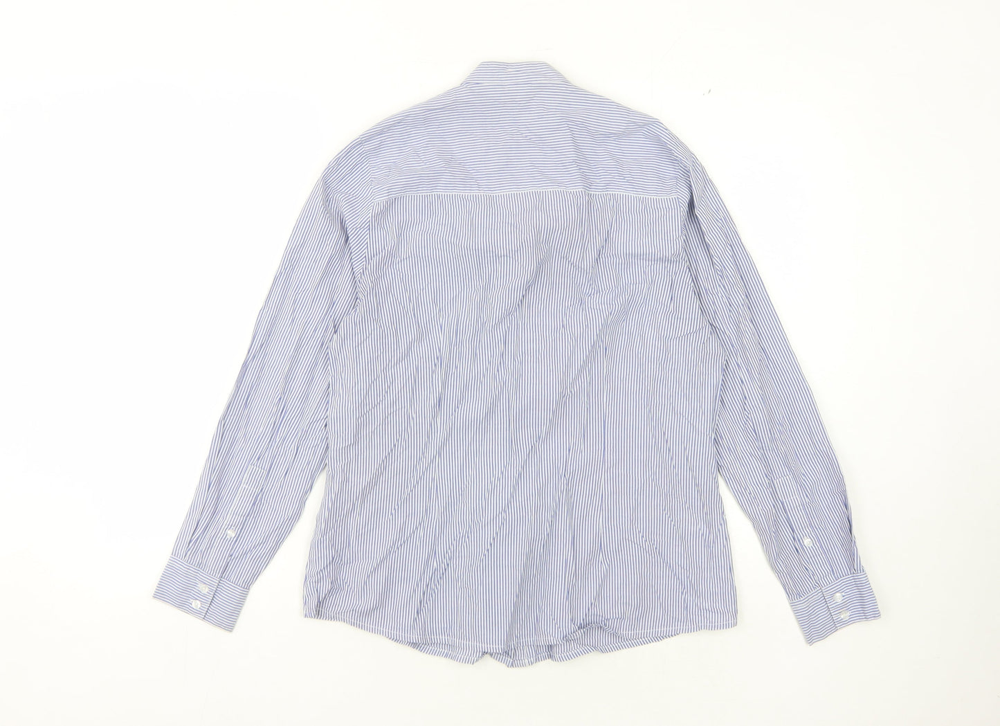 Cotton Traders Women Blue Stripe Button-Up Shirt Size 12
