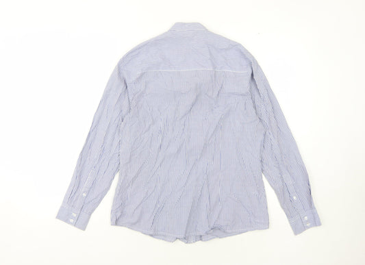 Cotton Traders Women Blue Stripe Button-Up Shirt Size 12