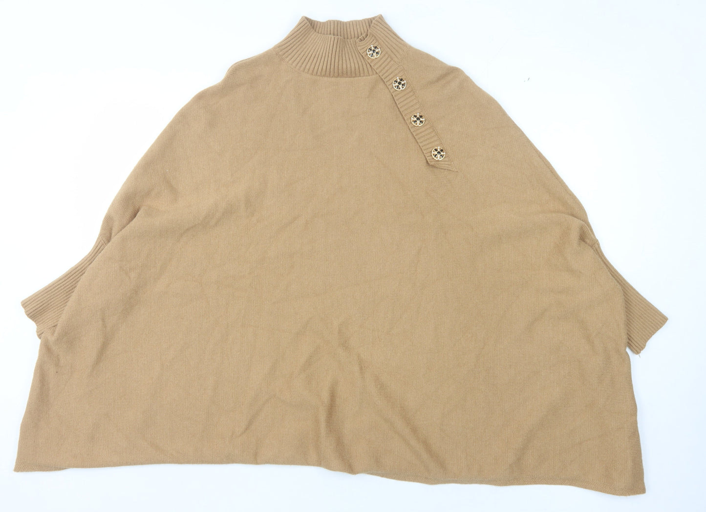 Exquiss's Women's Beige Cape Mock Neck Jumper Size 12