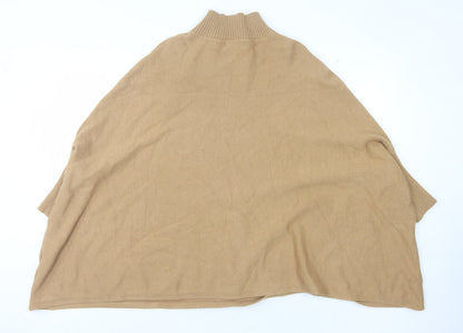 Exquiss's Women's Beige Cape Mock Neck Jumper Size 12