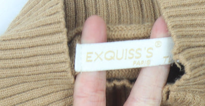 Exquiss's Women's Beige Cape Mock Neck Jumper Size 12