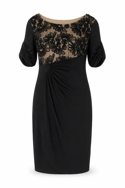 Connected Apparel Women's Black Floral Dress, Size 12