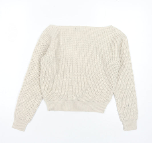 boohoo Women's Beige Pullover Jumper, Size S, Boat Neck