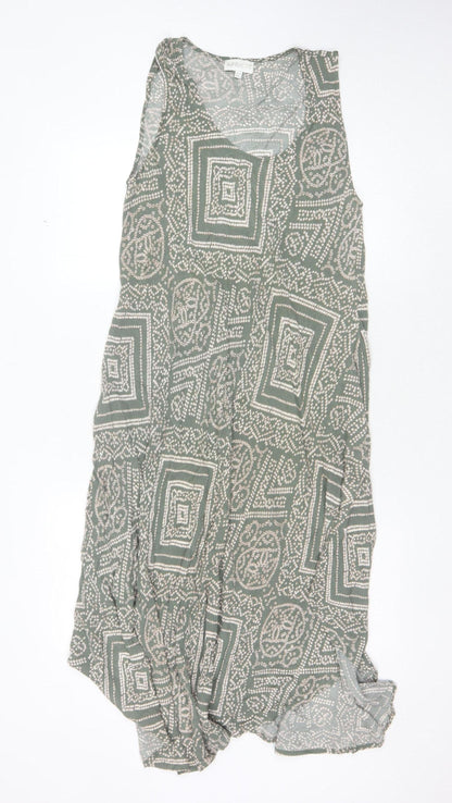 Apricot Green Geometric Sleeveless Dress Size 14