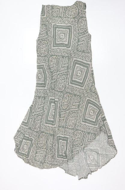 Apricot Green Geometric Sleeveless Dress Size 14