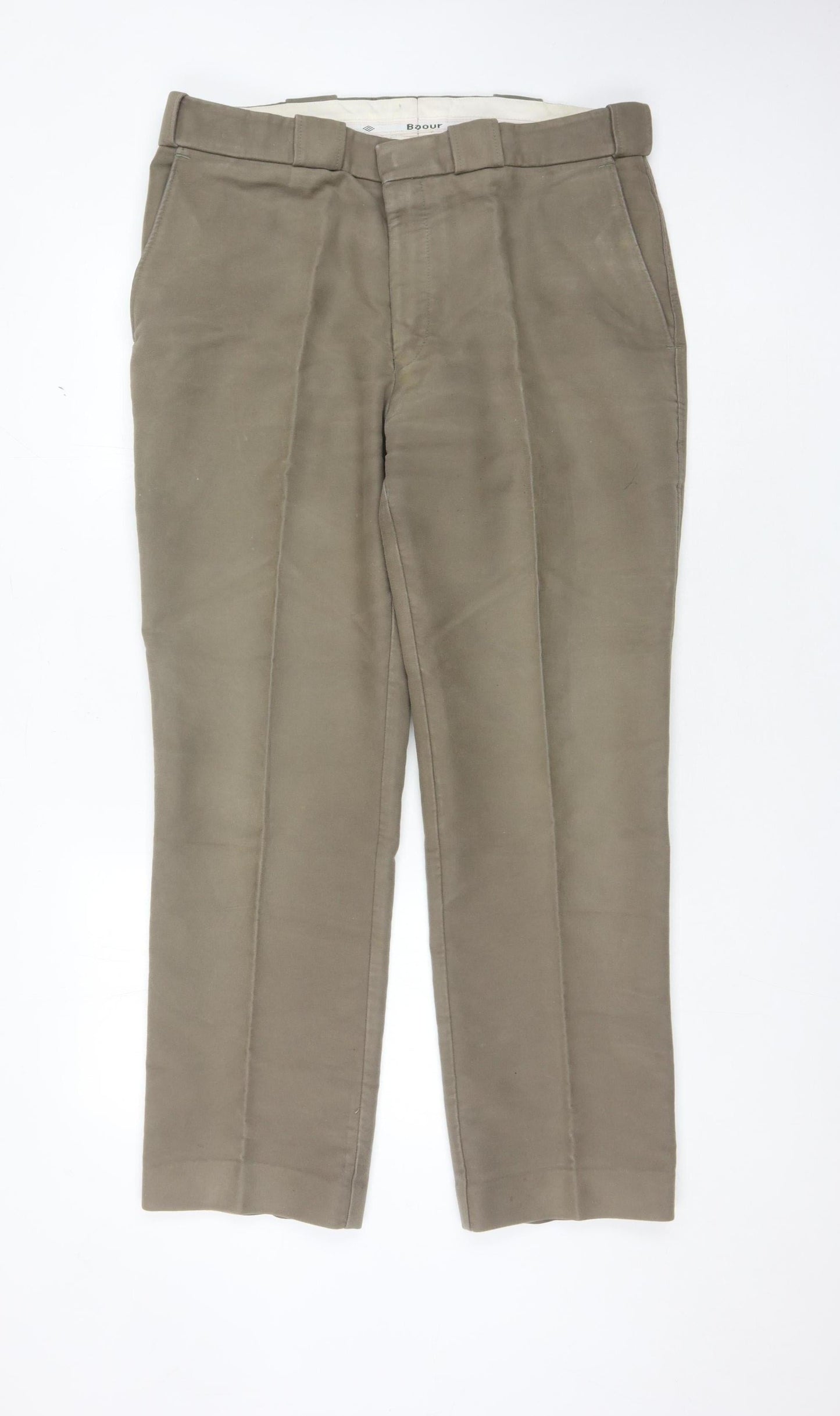 Barbour Men's Beige Cotton Trousers, Size 38, Regular Fit