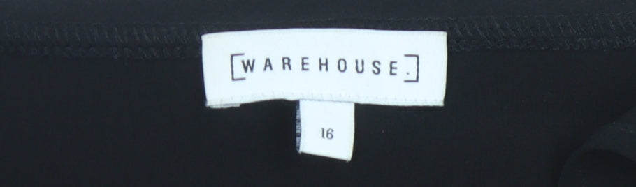 Womens UK Size 16 Warehouse Black Basic Blouse