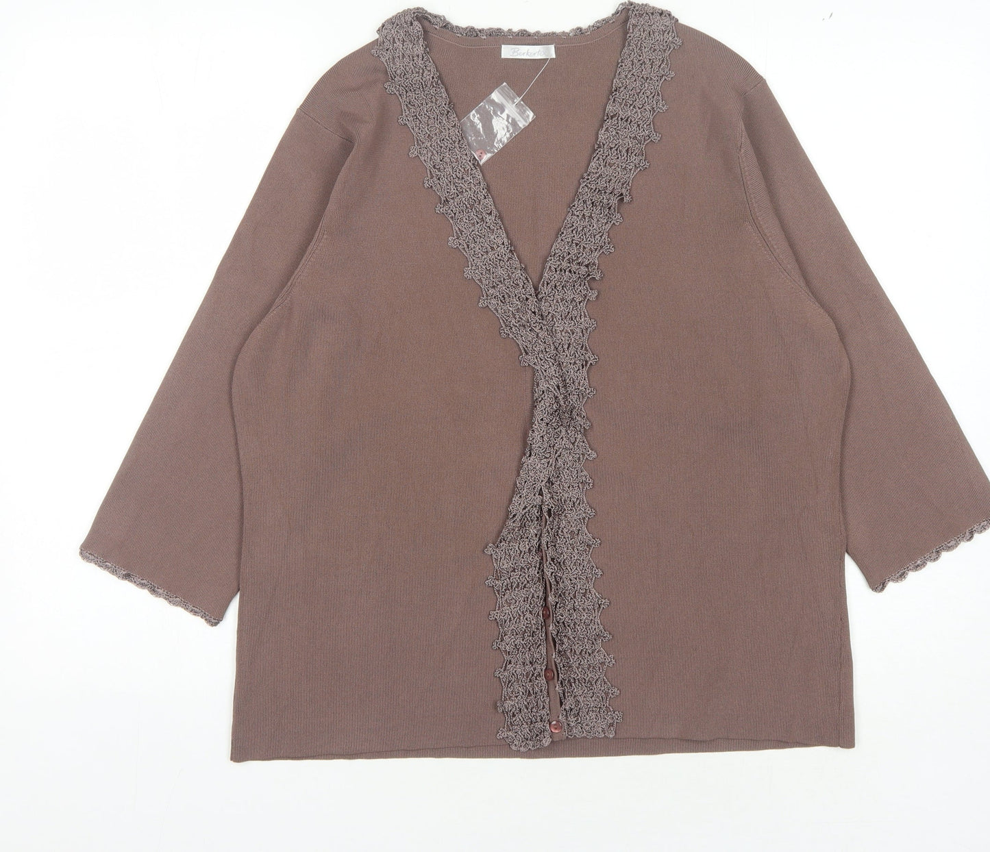 Womens UK Size 22 Berketex Brown Cardigan Jumper