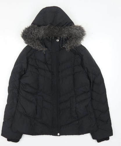 Per Una Women's Black Puffer Jacket M with Hood