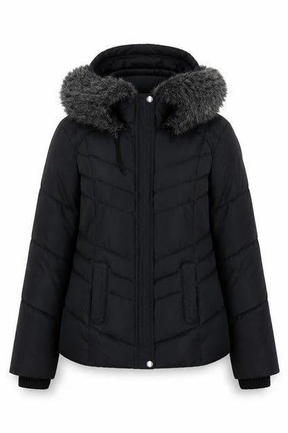 Per Una Women's Black Puffer Jacket M with Hood