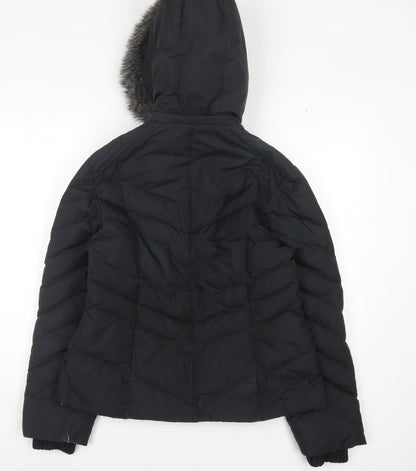 Per Una Women's Black Puffer Jacket M with Hood