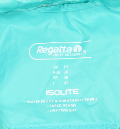 Regatta Women's Green Hooded Rain Jacket Size 10