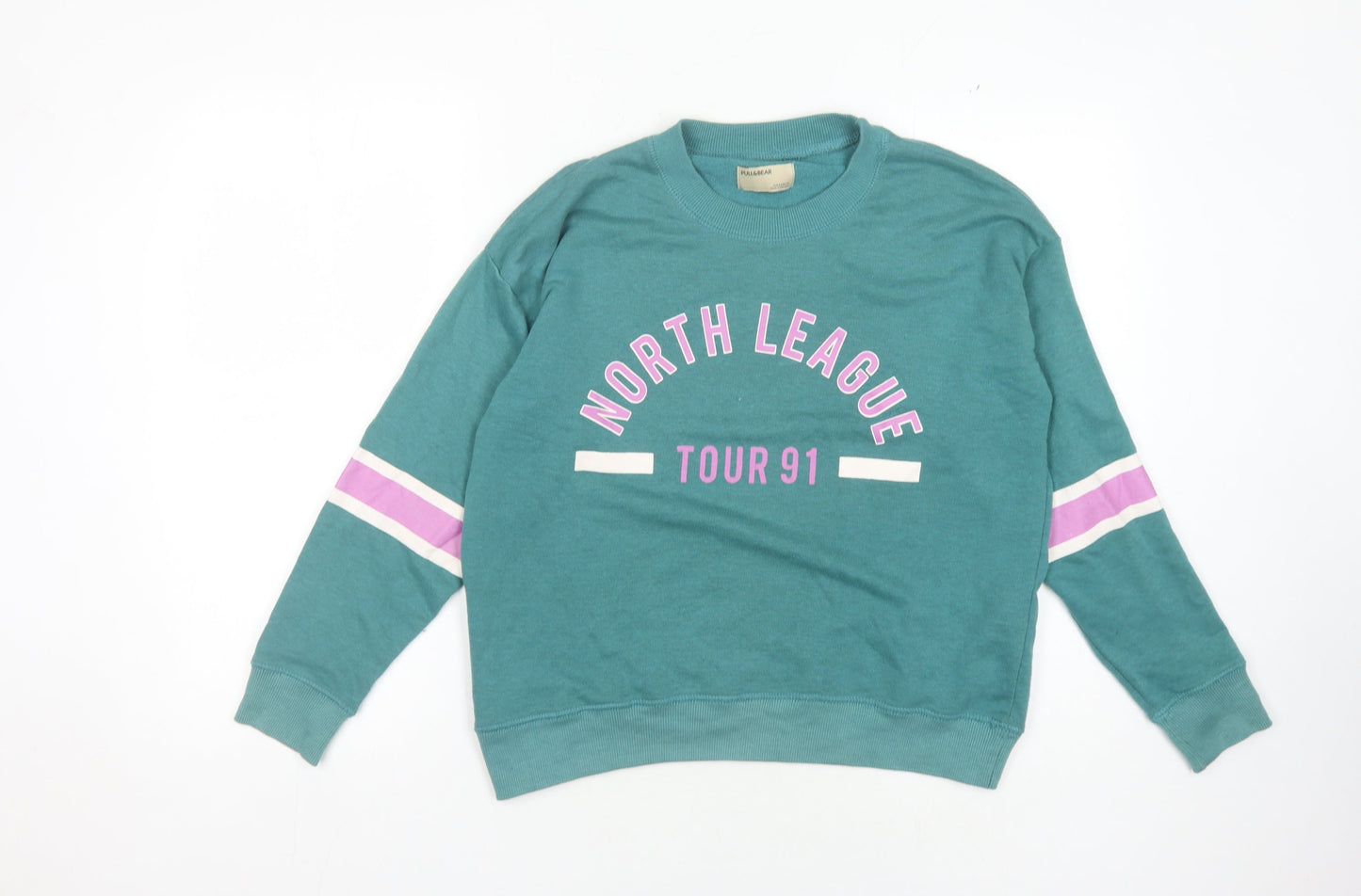 Womens UK Size S Pull&Bear Green Pullover Sweatshirt