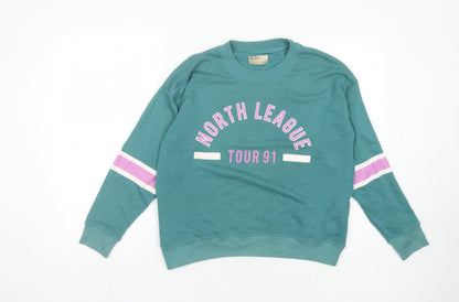Womens UK Size S Pull&Bear Green Pullover Sweatshirt