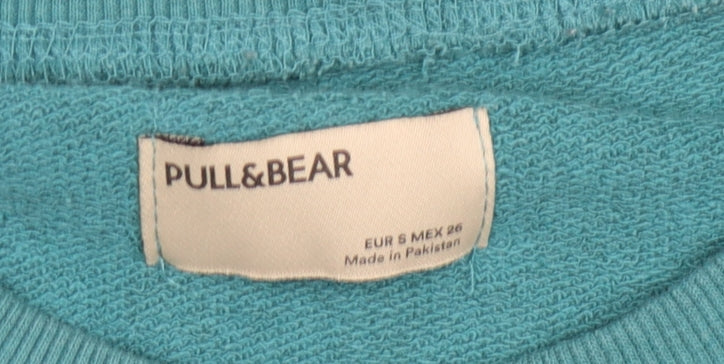Womens UK Size S Pull&Bear Green Pullover Sweatshirt