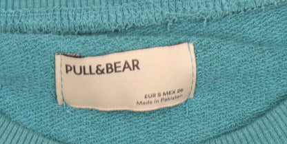 Womens UK Size S Pull&Bear Green Pullover Sweatshirt